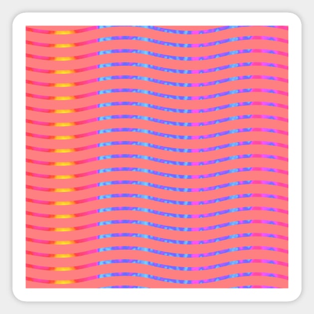 Wavy Lines Rainbow on Pink Sticker by ArtticArlo